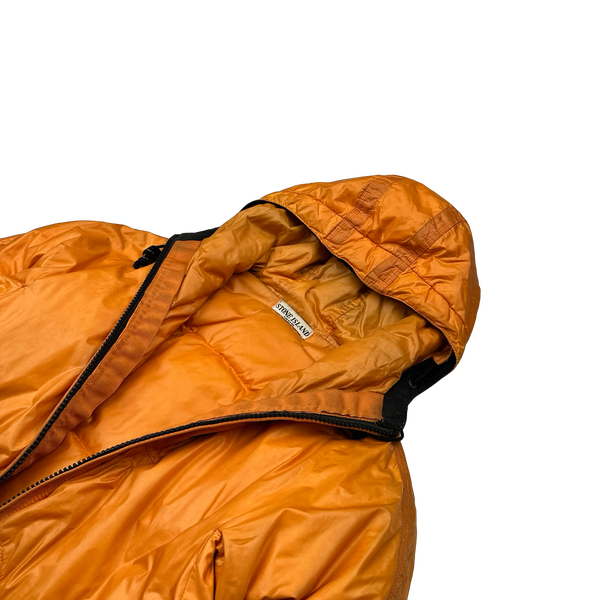 Stone Island 2007 Orange Mesh Badge Down Puffer Jacket - Small