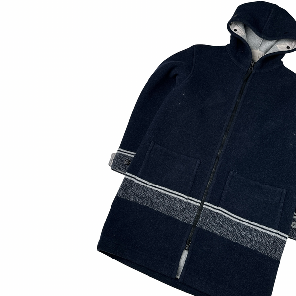 Stone Island 2020 Navy Panno Jaquard Wool Long Jacket - Small