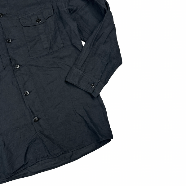 Stone Island Linen Lino Flax Buttoned Navy Shirt - XXL