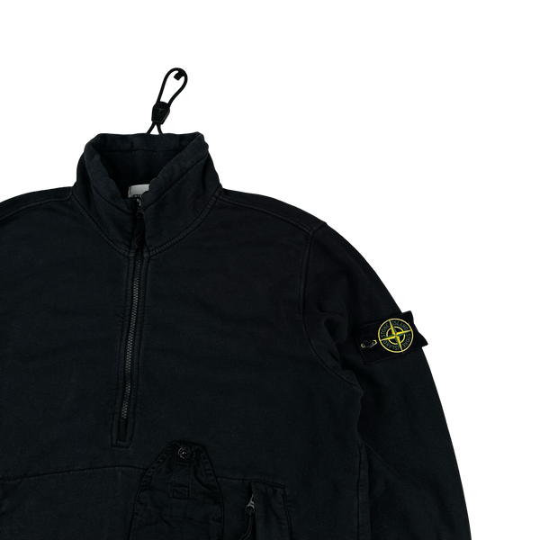 Stone Island 2020 Black Pullover Quarter Zip Smock Jumper - Large