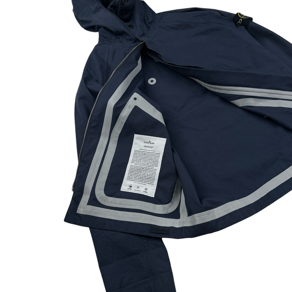 Stone Island 2016 Navy Ventile Dual Hood Cotton Jacket - Small