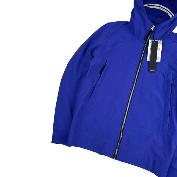 Stone Island 2021 Blue Soft Shell E Dye Hooded Jacket - Small