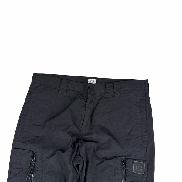 CP Company Metropolis Black Nylon Badge Cargo Trousers - Large