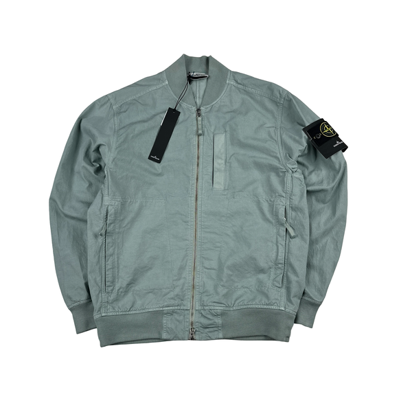 Stone Island 2023 Baby Blue Cupro Cotton Twill-TC Bomber Jacket - Small