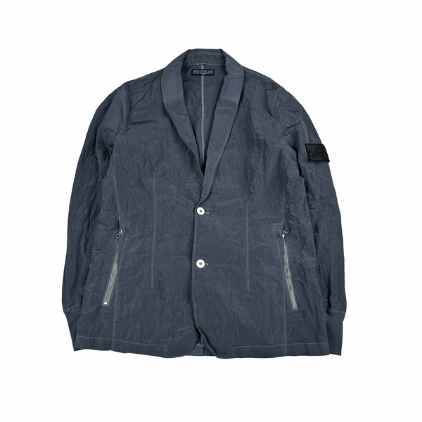 Stone Island 2012 Navy Silver Nylon Shadow Project Blazer Overshirt Jacket - XL