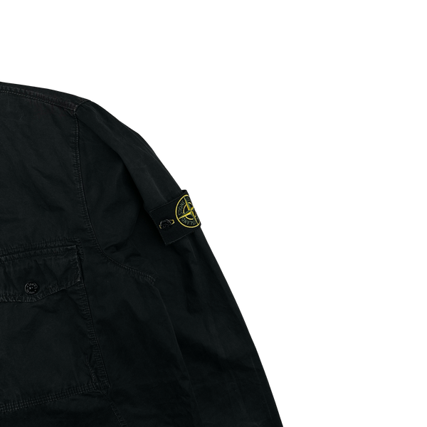 Stone Island 2018 Black Hooded Cotton Overshirt Jacket - Large