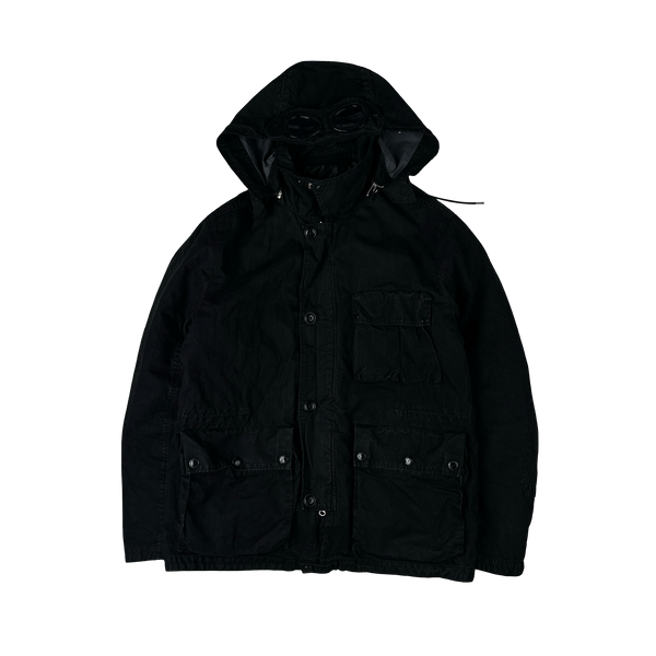 CP Company 50 Fili Down Filled Black Goggle Jacket - Medium