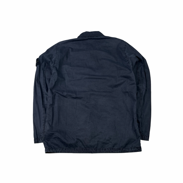 Stone Island 2022 Navy Cotton Zipped Overshirt - Large