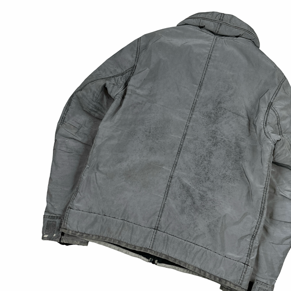 Stone Island Silver Liquid Reflective Fleece Lined Jacket - Large