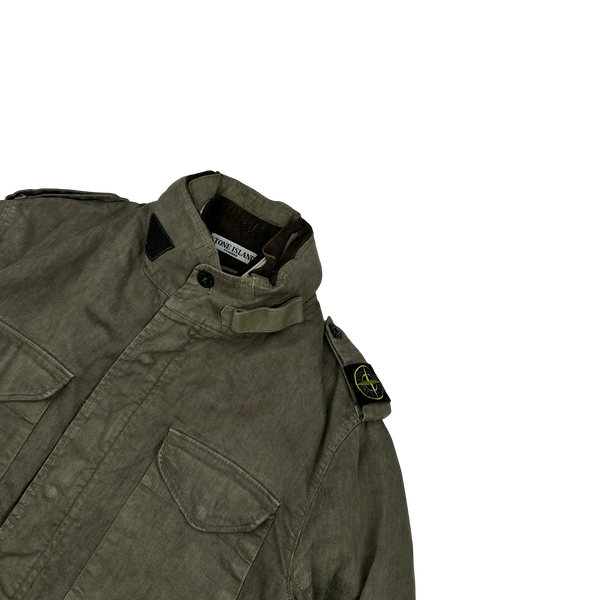 Stone Island 2005 Tan Shoulder Badge Lino Flax Dutch Rope Jacket - Large
