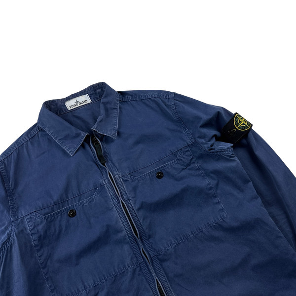 Stone Island 2016 Blue Garment Dyed Overshirt - Large