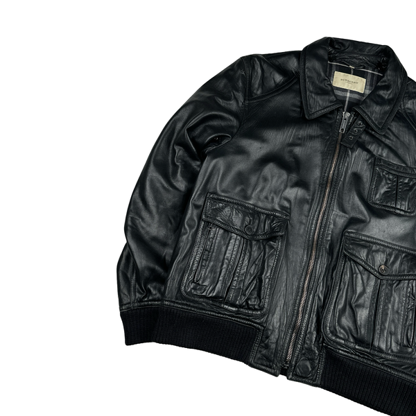 Burberry Leather Nova Check Lined Heavyweight Multi Pocket Jacket - XL