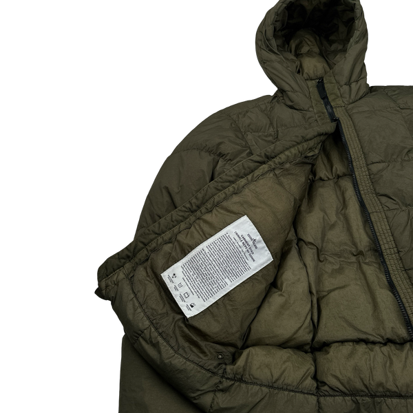 Stone Island 2018 Khaki Down Filled Crinkle Puffer Jacket - Medium