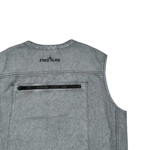 Stone Island 2019 Tela Placcata Spellout Zipped Cargo Gilet - Medium