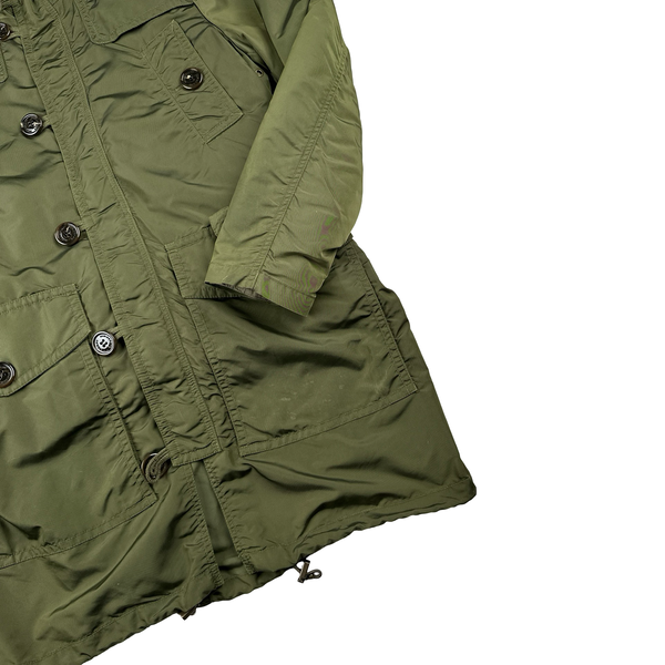 Burberry Green Multi Pocket Quilted Lined Long Jacket - Medium