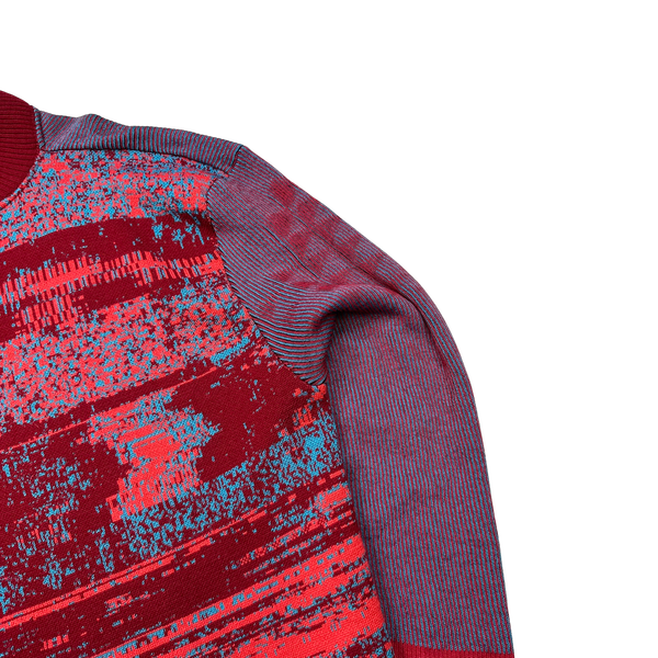 Stone Island 2014 Red Glitch Mohair Knit Jumper - Large