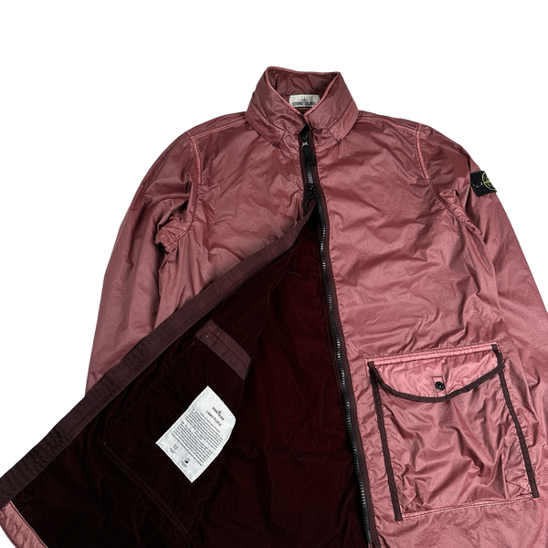 Stone Island 2019 Burgundy Lamy Flock Long Jacket - XL