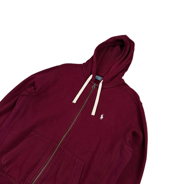 Ralph Lauren Red Thick Cotton Zipped Hoodie - Large