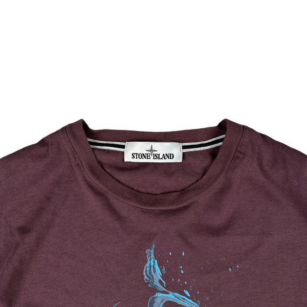 Stone Island 2021 Marron Purple Cotton Graphic T Shirt - Small