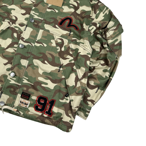 Evisu Camo Patch Multi Pocket Japanese Denim Jacket - Medium