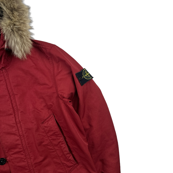 Stone Island 2015 Silver Sherling Liner Coyote Fur Hood David TC Jacket - Small