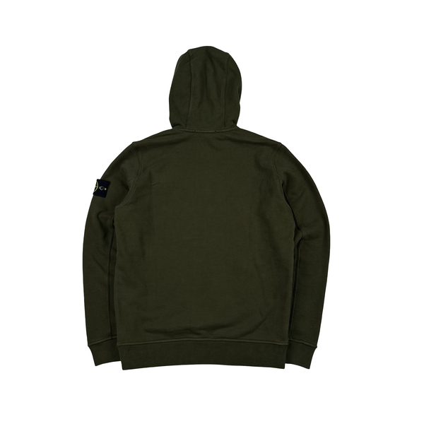 Stone Island 2023 Green Cotton Fleece Hoodie Jumper - Small