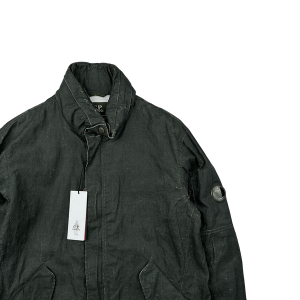 CP Company Khaki Plated Linen Lens Viewer Jacket - Large