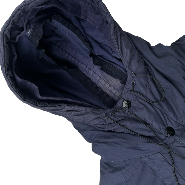 Stone Island Vintage 2003 Navy Quilted Nylon Hooded Jacket - Medium