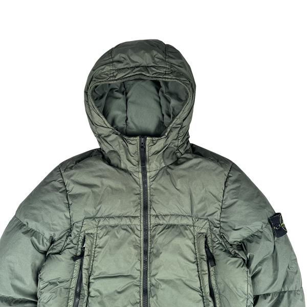 Stone Island 2020 Moss Green Crinkle Reps Puffer Jacket - Small