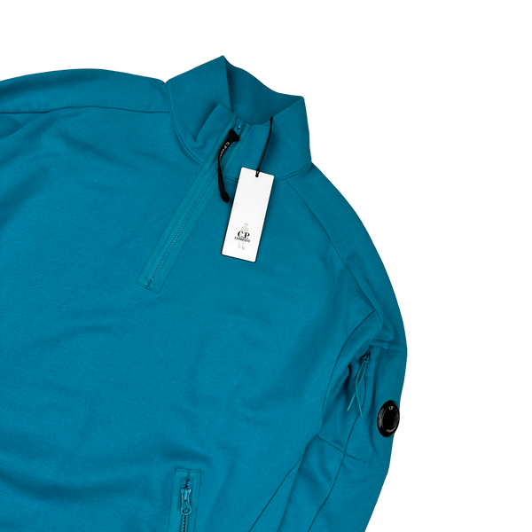 CP Company Blue Cotton Lens Viewer Quarter Zip Pullover - Large