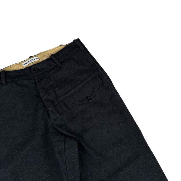 Stone Island 1999 Charcoal Vintage Wool Cargo Trousers - 34"