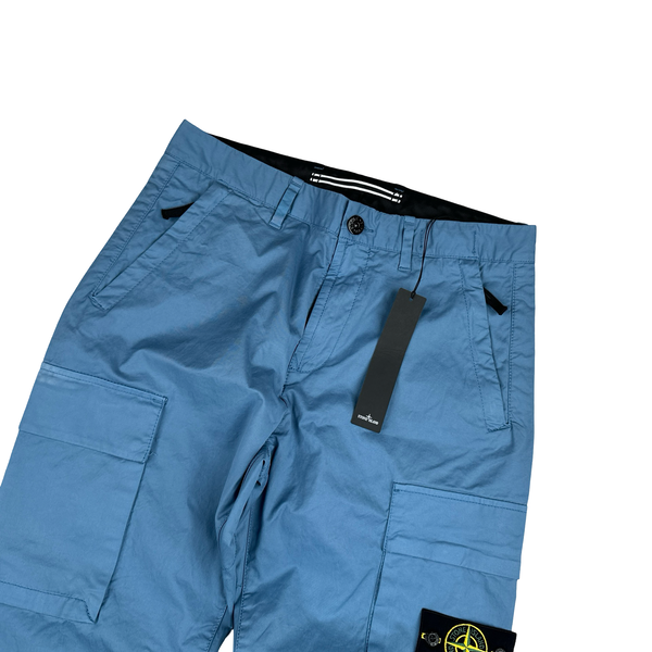 Stone Island 2022 Blue RE-T Cotton Cargo Trousers - Small