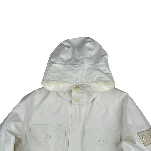 Stone Island 2017 Waterproof Down Lined White Ghost Tank Shield Jacket - Large