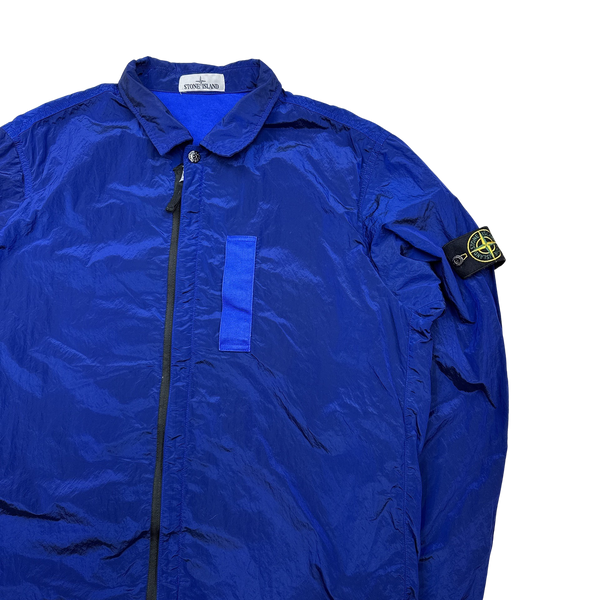Stone Island 2017 Blue Nylon Metal Shimmer Overshirt - XXL