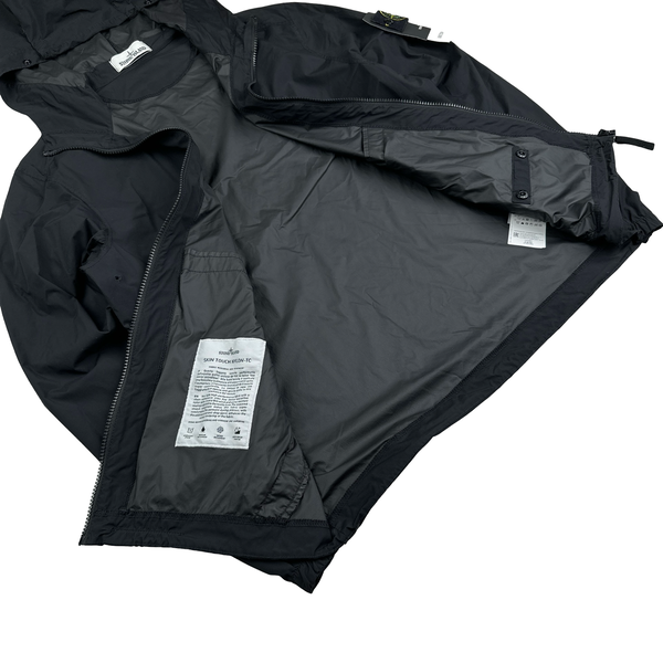 Stone Island 2020 Black Skin Touch Nylon Hooded Jacket - Small
