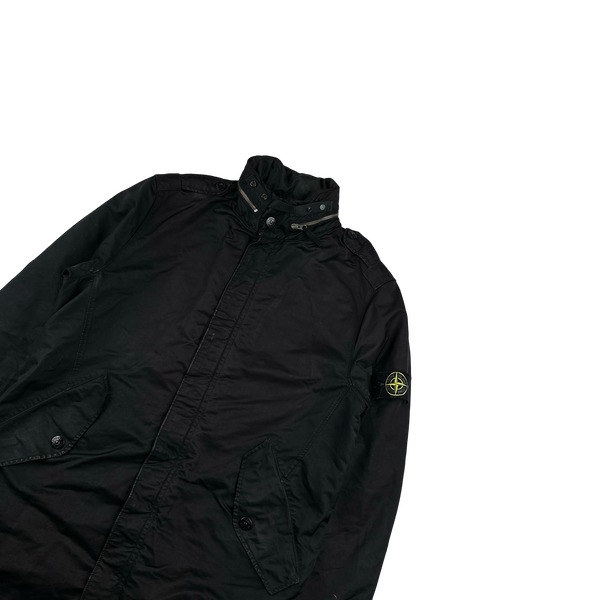 Stone Island Black David TC Long Parka Jacket - Medium