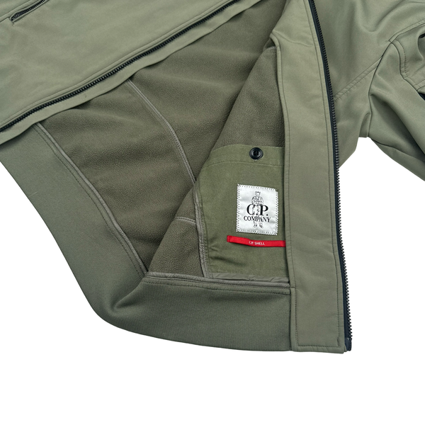 CP Company Khaki Green Fleece Lined Soft Shell Jacket - Large