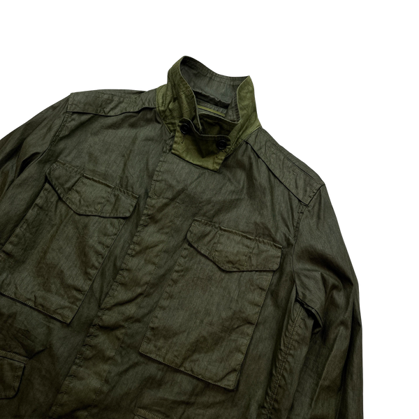 CP Company Green Lino Flax Multi Pocket Field Jacket - XL
