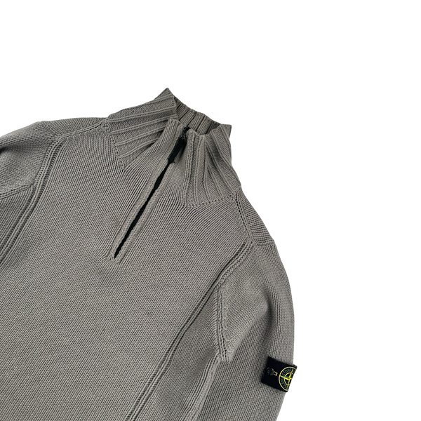 Stone Island AW2000 Heather Grey Vintage High Neck Jumper - Large