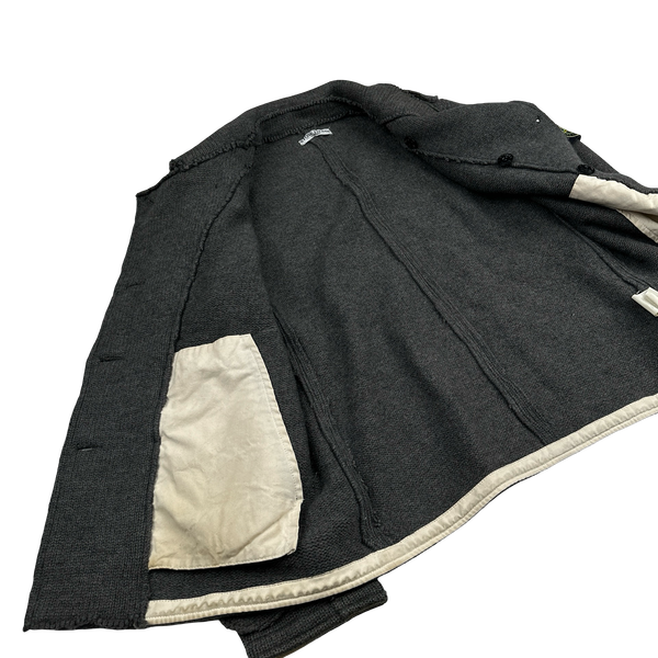 Stone Island 2008 Charcoal Double Breasted Wool Pea Coat - Large
