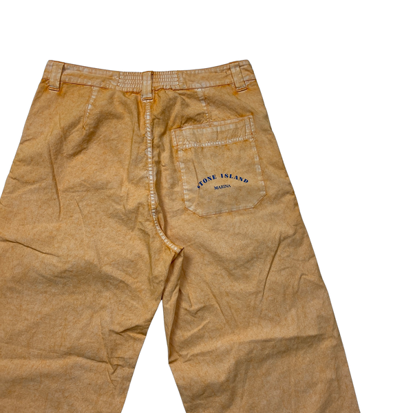 Stone Island 2023 Orange Vintage Style Marina Garment Dyed Cotton Trousers - 32" & 30"
