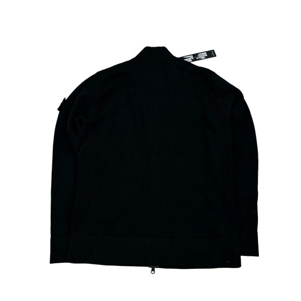 Stone Island 2024 Black Lana Wool Zipped Knit Jumper - Medium