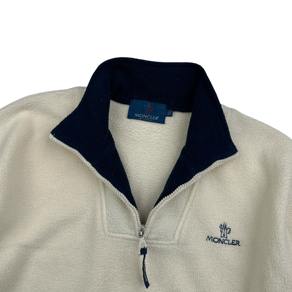 Moncler Grenoble Vintage Cream Soft Quarter Zip Jumper - XL