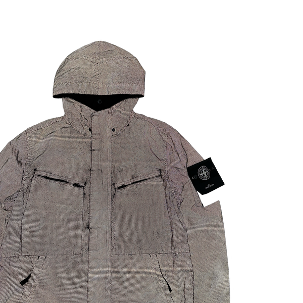 Stone Island 2016 Black Silver Pixel Reflective Hooded Jacket - Large