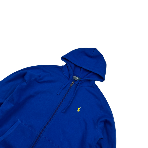 Ralph Lauren Blue Cotton Zipped Hoodie - Medium