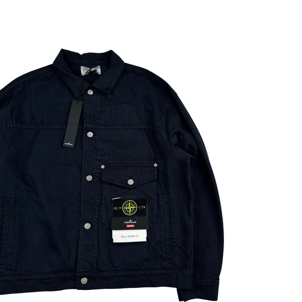 Stone Island x Supreme 2023 Navy Bull Denim TC Jacket - Large