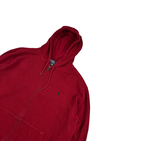 Ralph Lauren Red Thick Cotton Zipped Hoodie - XL