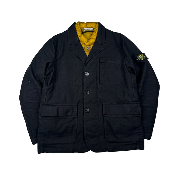 Stone Island 2011 Black Mil Spec Diagonal Wool Dutch Rope Liner Buttoned Jacket - XL