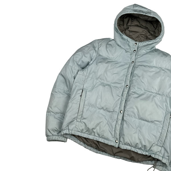 Prada Baby Blue Cuff Tab Zipped Puffer Jacket - Small