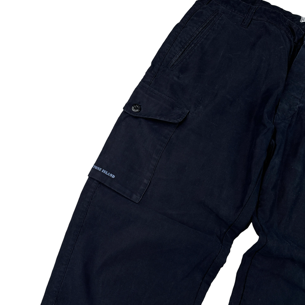 Stone Island 1997 Navy Spellout Cargos Trousers - Large